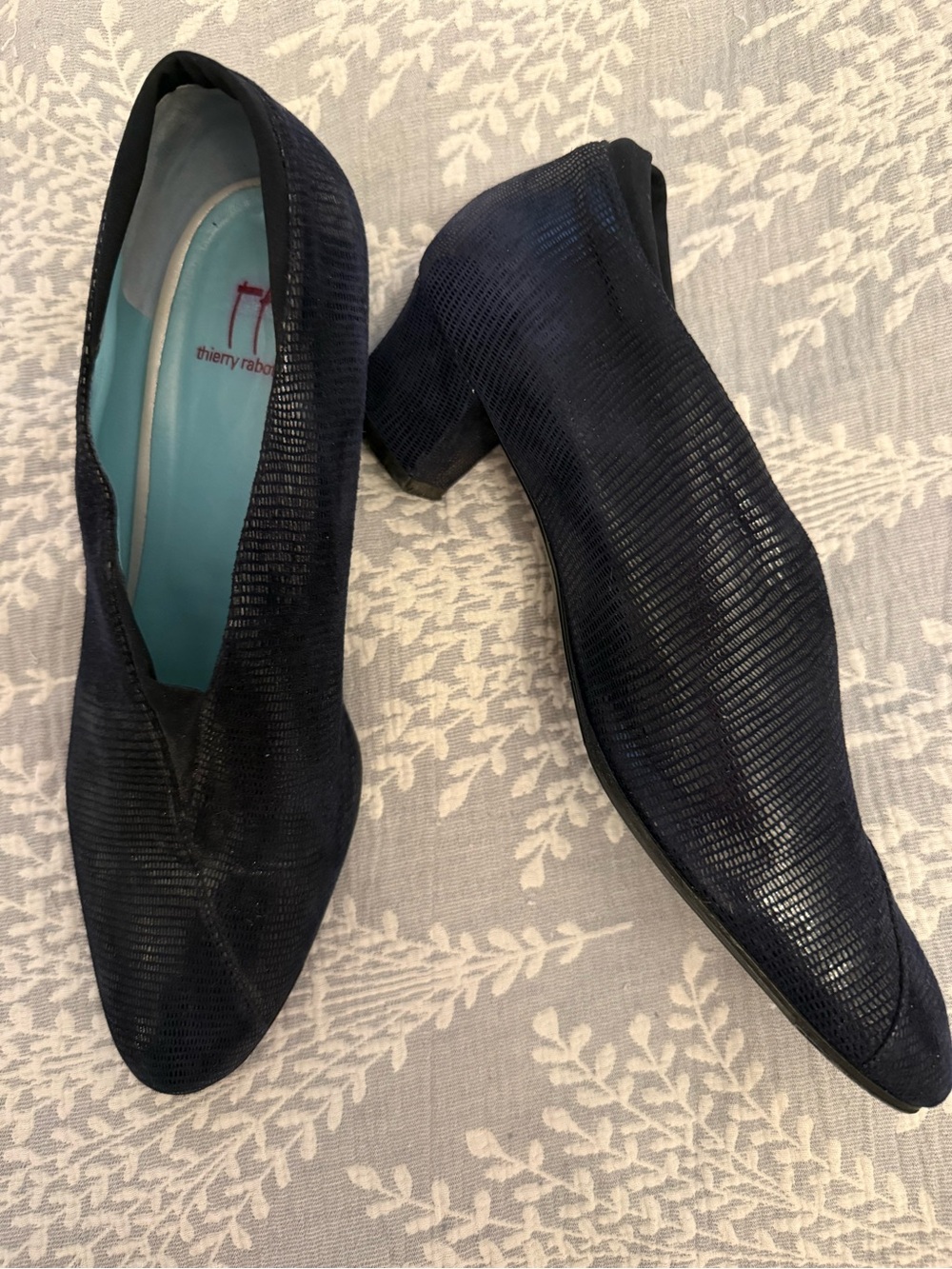 Thierry Rabotin Ronna Navy Textured Slip-On Shoes